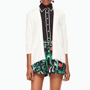 kate spade cotton cashmere cream colored open cardigan, size medium
